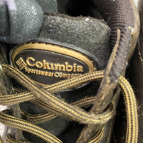 Columbia Hard Rock Mid Leather Boots Men's 9 Brown Hiking Work Lace Up Chunky - Picture 6 of 16